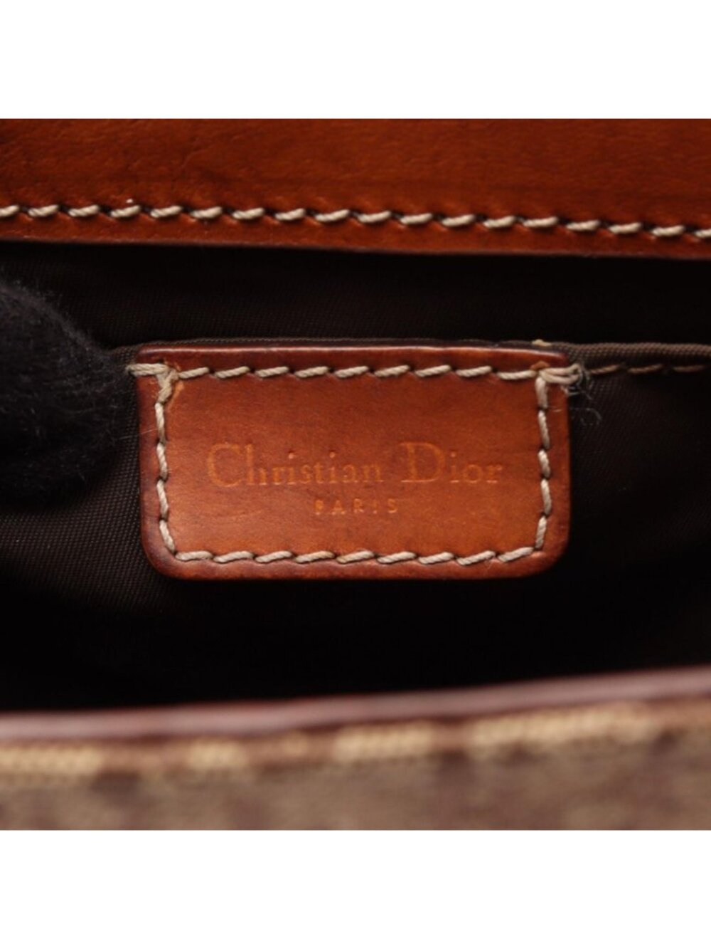 Dior Dio Shoulder Bag Street Chic Trotter Beige Brown Canvas Leather - Picture 4 of 11